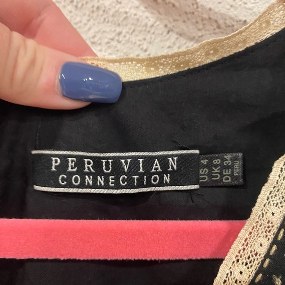 Peruvian Connection Cotton Pleated Embellished Dress Size 4 EUC - Picture 3 of 5